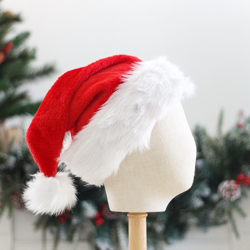 kids thickened long plush santa hat xmas