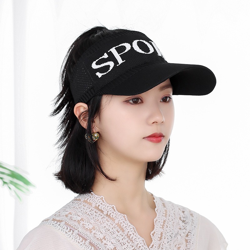 black knit sun visor cap for women fashion hat