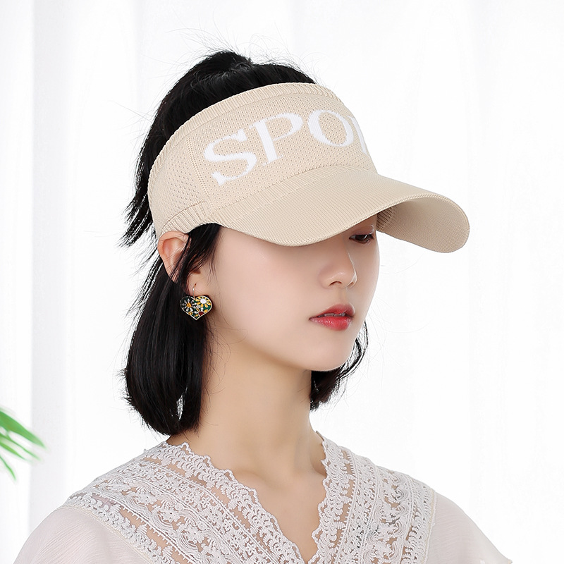 Beige knit sun visor cap for women fashion hat
