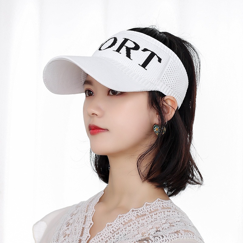 Milk White knit sun visor cap for women fashion hat