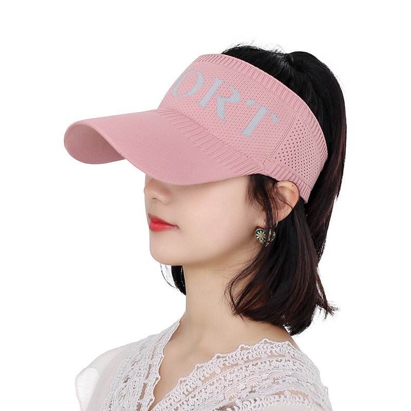 Pink knit sun visor cap for women fashion hat