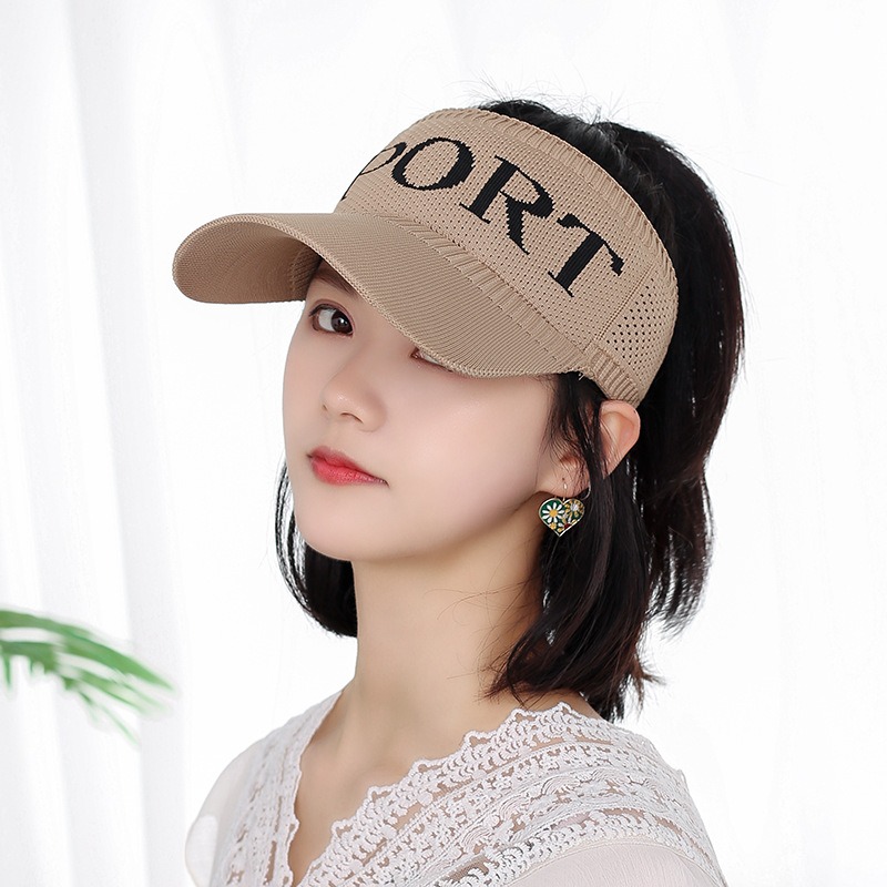 Khaki knit sun visor cap for women fashion hat