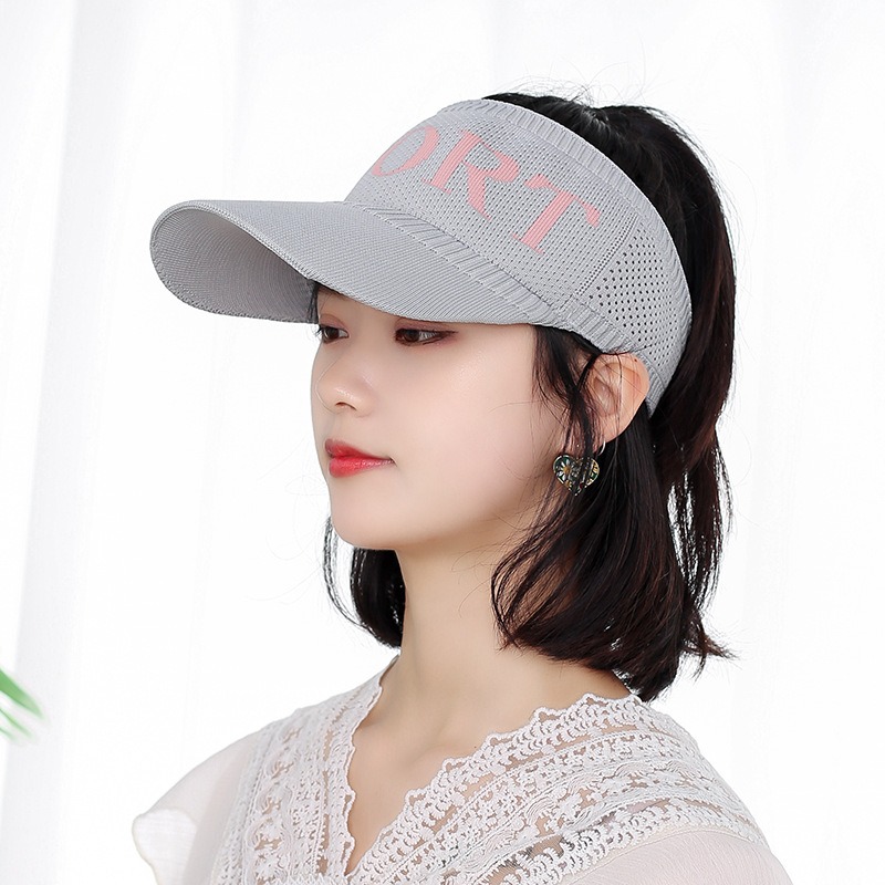 Warm gray knit sun visor cap for women fashion hat