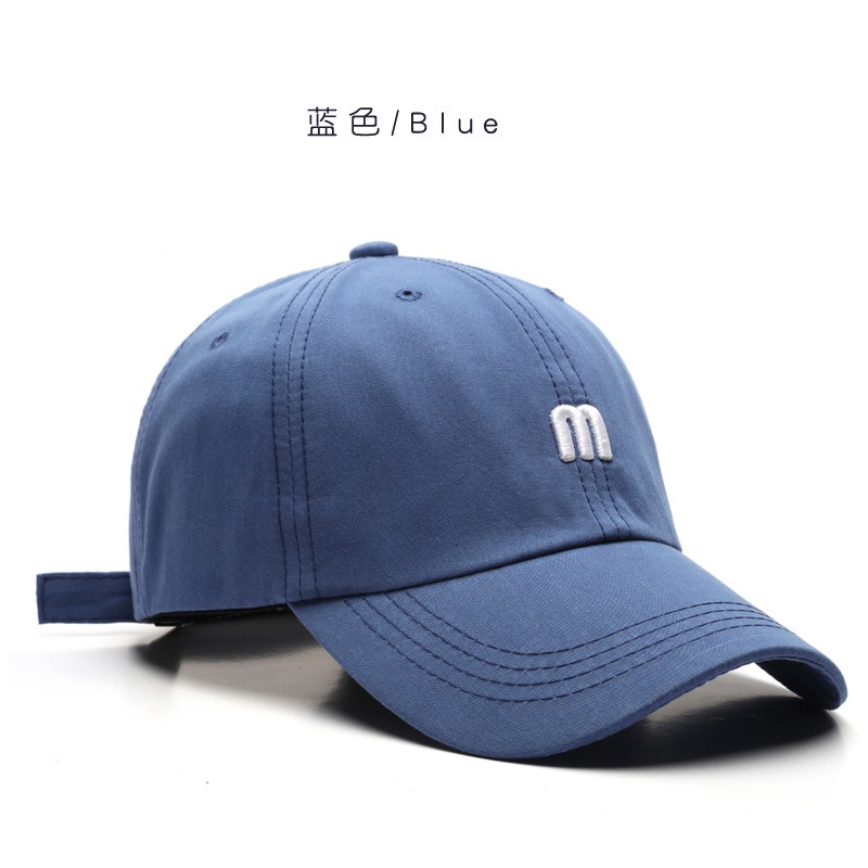 baseball caps with letter m blue hat
