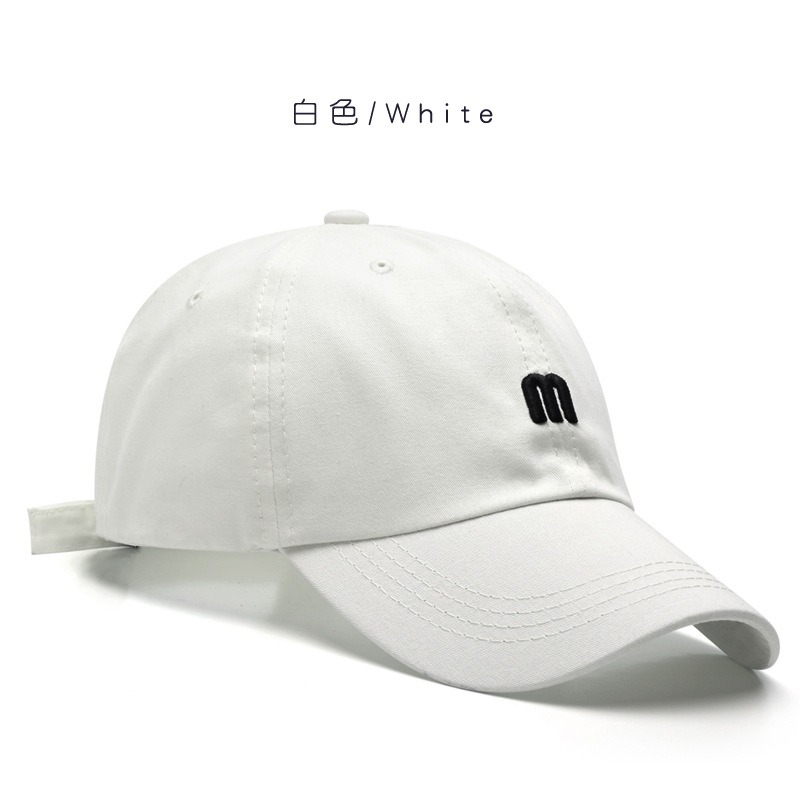 baseball caps with letter m white hat