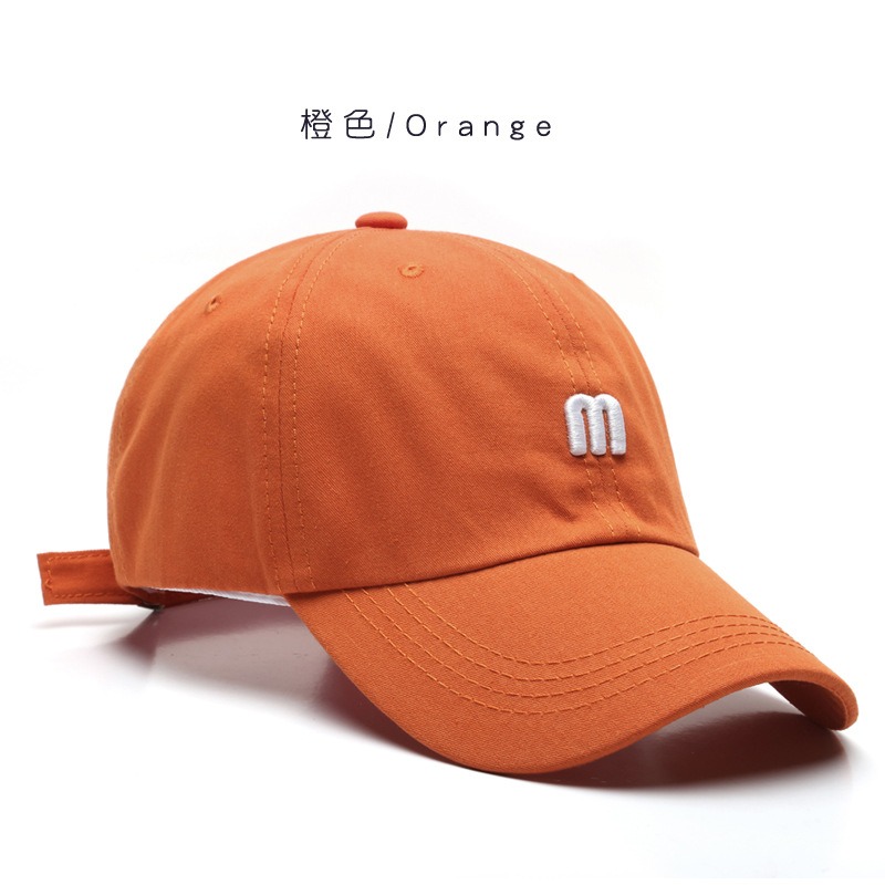 baseball caps with letter m orange hat