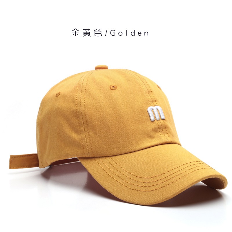 baseball caps with letter m golden hat