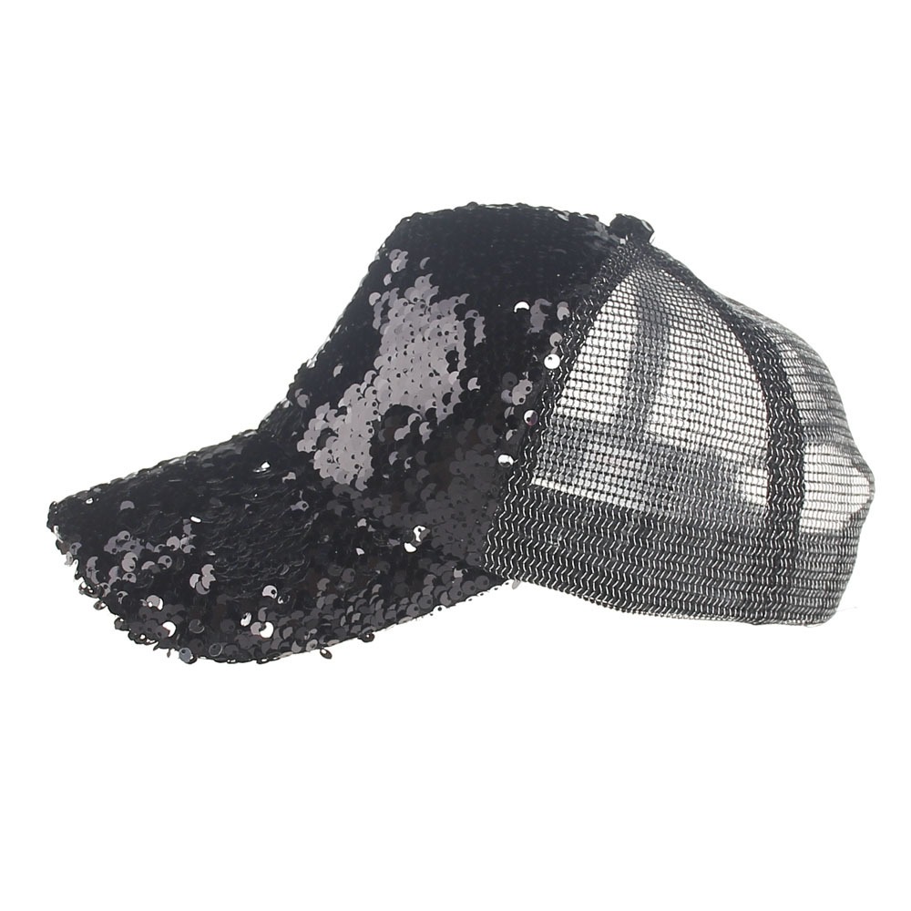wholesale black sequin baseball cap, custom made hat
