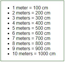 100cm to m