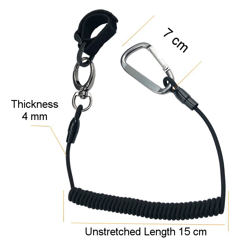 fishing rod safety rope, elastic coiled knitted leash wholesale