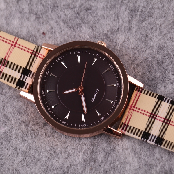 Plaid Leather Strap Watches
