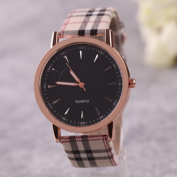 Plaid Leather Strap Watches