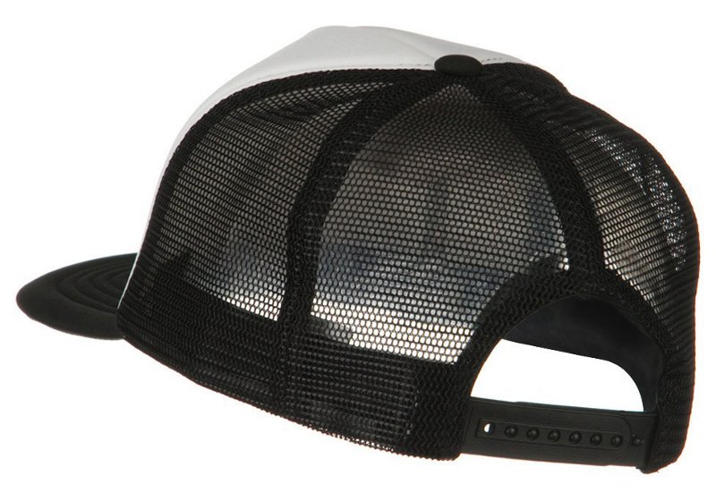 Flat Bill Mesh Trucker Cap back side of trucker cap