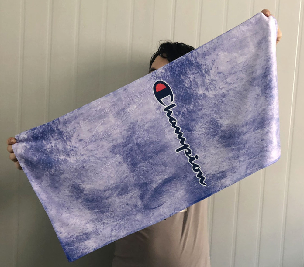 custom print sports towel logo athletic gym beach microfiber all-over promotional personalized