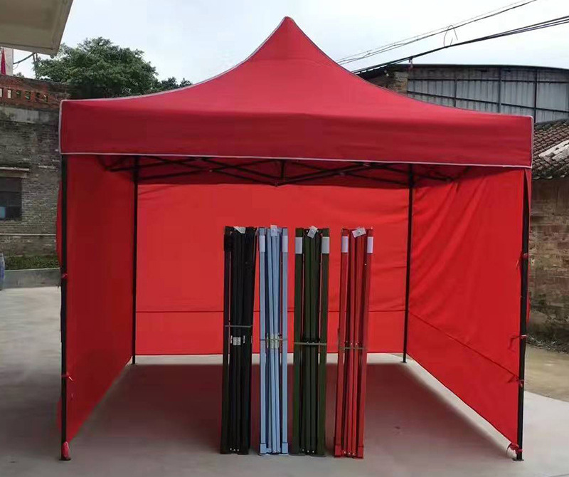 Custom red pop up tent with side walls
