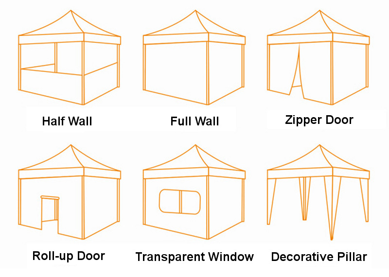 Wall styles of pop up tent Wall styles of pop up tent