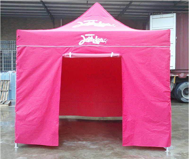 Custom pop up tent with side walls and door Custom pop up tent with transparent side walls and door