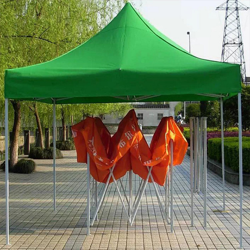 custom green pop up tent, orange