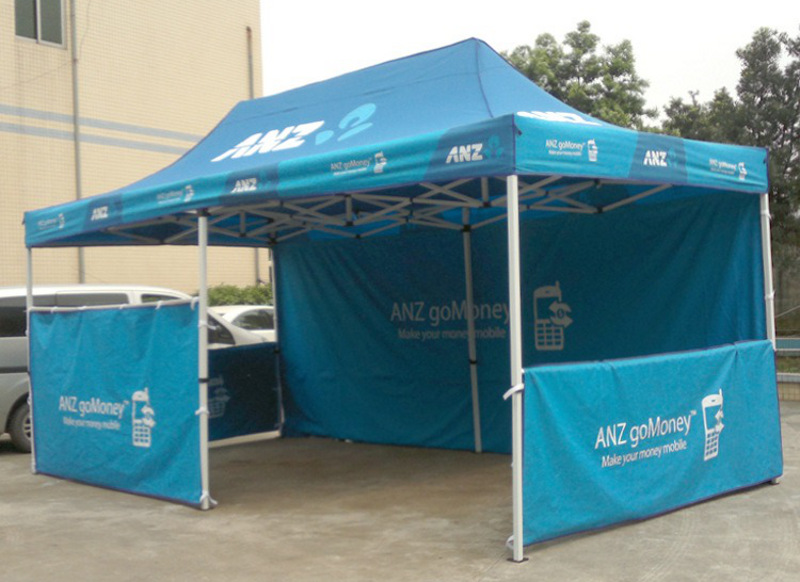 Printed instant canopy tent with walls