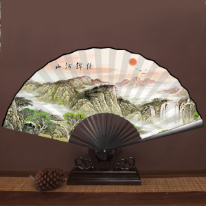 chinese folding hand fan landscape ink painting