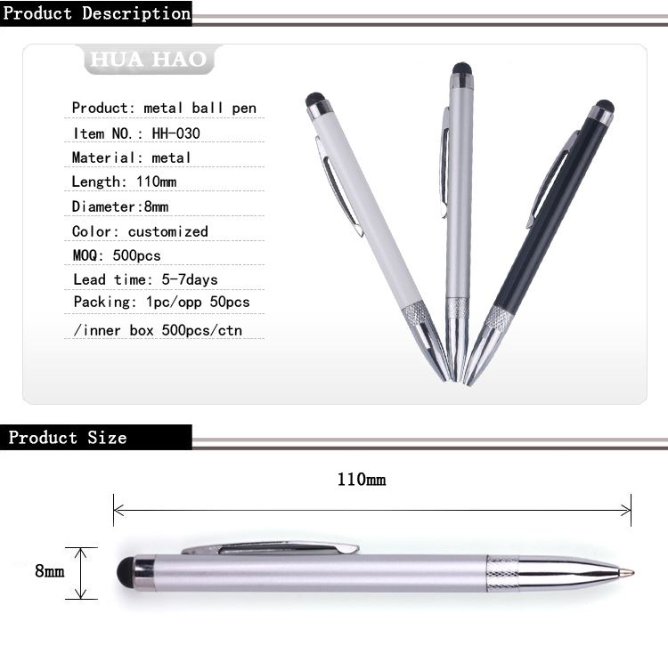 Metal Ballpoint Pen with Stylus Tip Metal Ballpoint Pen with Stylus Tip