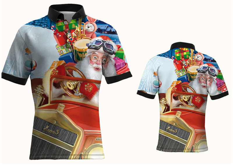 custom polo shirt all-over printing no minimum short sleeve company business work logo christmas