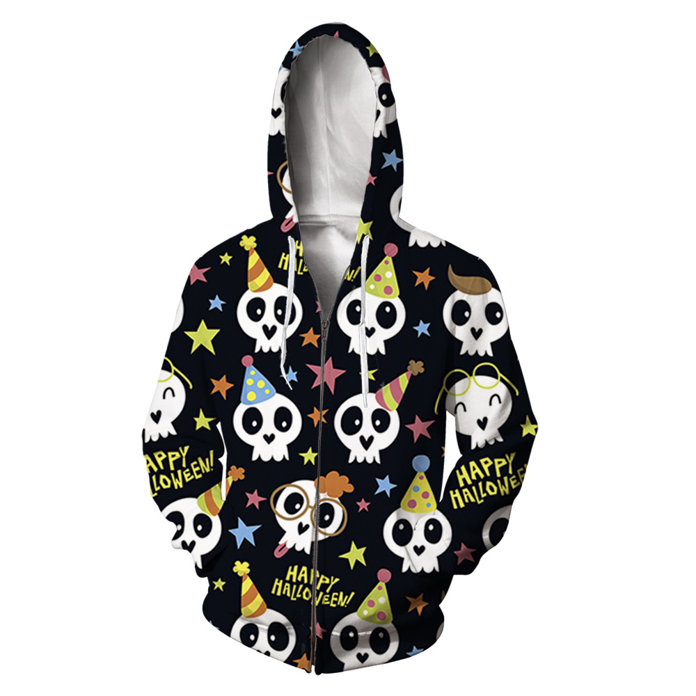 custom Halloween zip up hoodies all-over printing no minimum design your own cool hoodie, personalized photo unisex men women