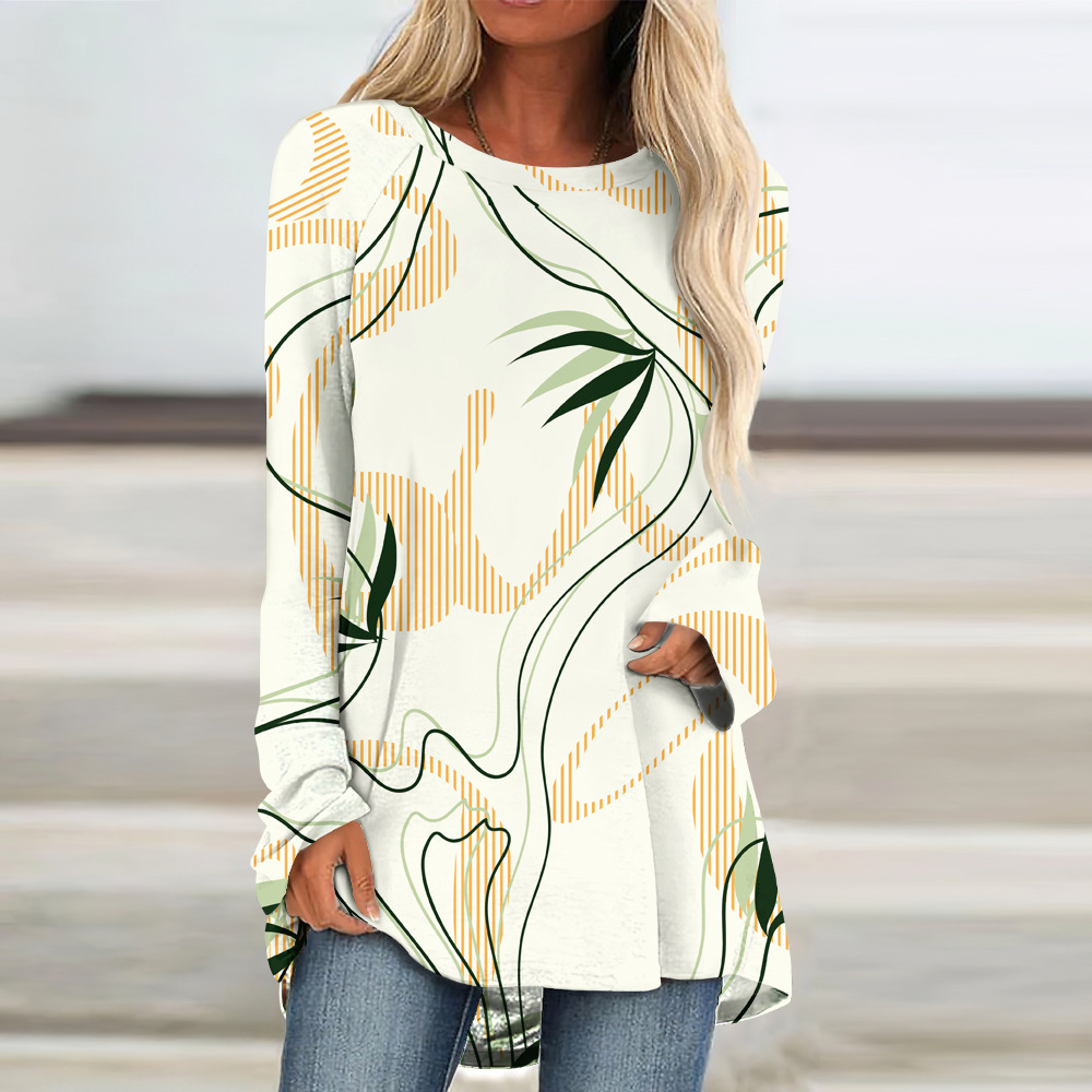 custom long sleeve tunic top crew neck pullover loose perosnalize printing no minimum custom long sleeve tunic top crew neck pullover loose perosnalize printing no minimum