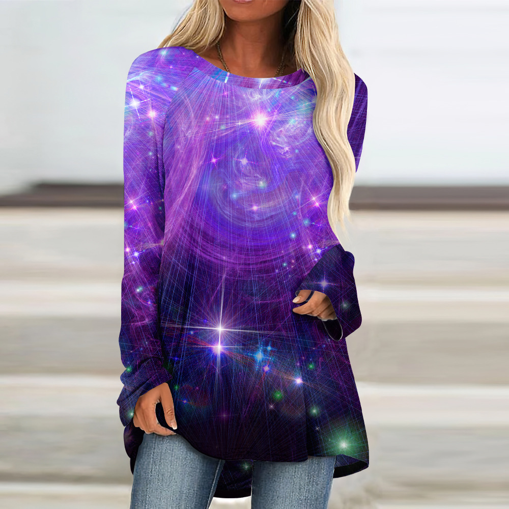custom long sleeve tunic top crew neck pullover loose perosnalize printing no minimum custom long sleeve tunic top crew neck pullover loose perosnalize printing no minimum