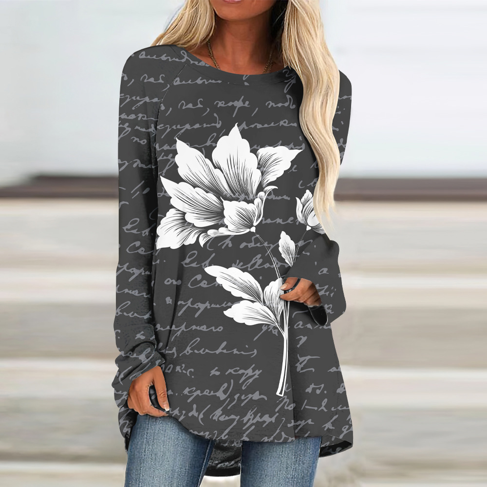 custom long sleeve tunic top crew neck pullover loose perosnalize printing no minimum custom long sleeve tunic top crew neck pullover loose perosnalize printing no minimum