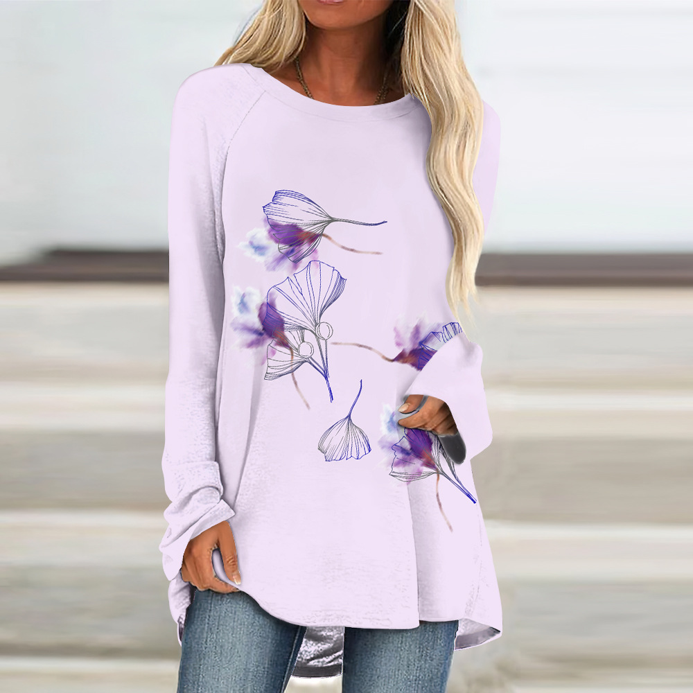 custom long sleeve tunic top crew neck pullover loose perosnalize printing no minimum custom long sleeve tunic top crew neck pullover loose perosnalize printing no minimum