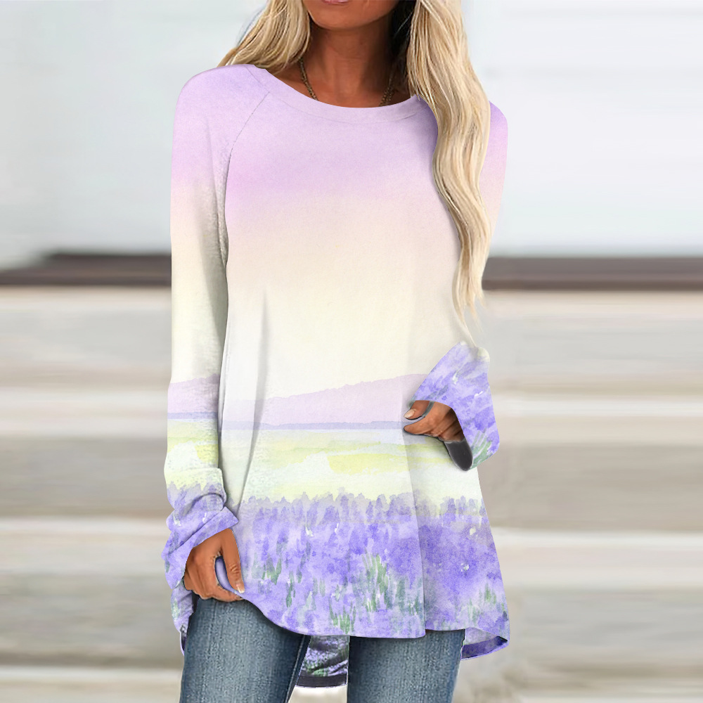 custom long sleeve tunic top crew neck pullover loose perosnalize printing no minimum custom long sleeve tunic top crew neck pullover loose perosnalize printing no minimum