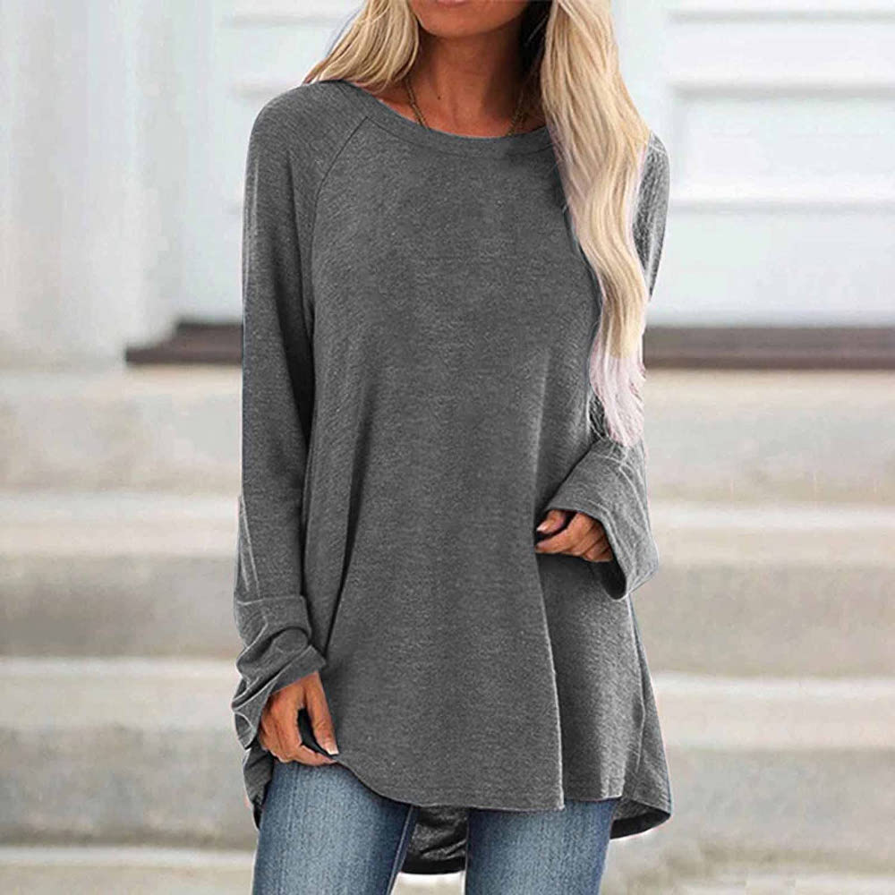 custom long sleeve tunic top crew neck pullover loose perosnalize printing no minimum custom long sleeve tunic top crew neck pullover loose perosnalize printing no minimum