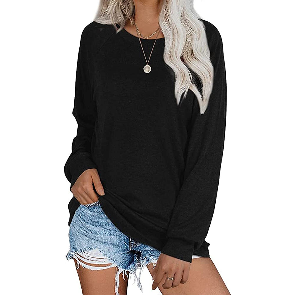 custom long sleeve tunic top crew neck pullover loose perosnalize printing no minimum custom long sleeve tunic top crew neck pullover loose perosnalize printing no minimum