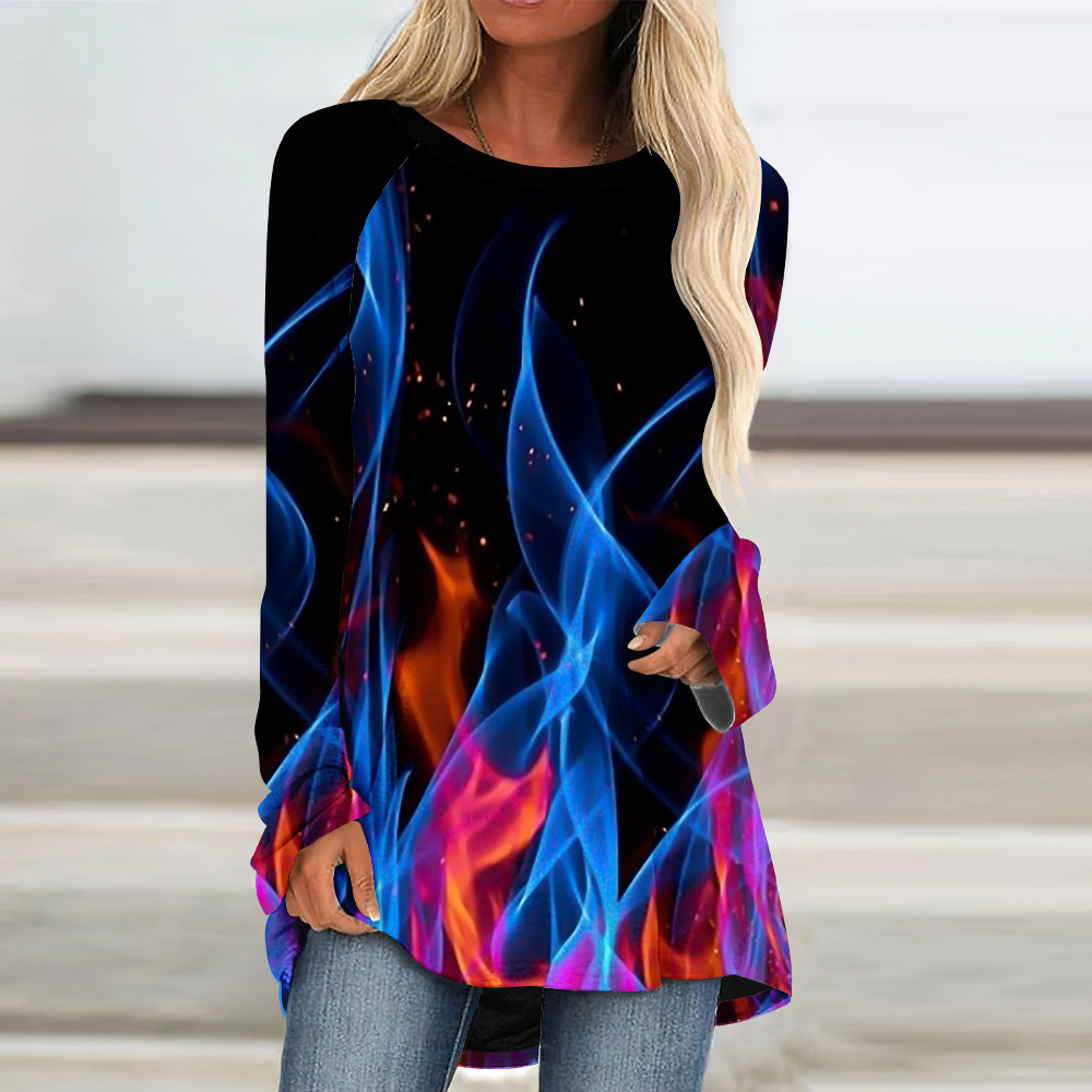 custom long sleeve tunic top crew neck pullover loose perosnalize printing no minimum custom long sleeve tunic top crew neck pullover loose perosnalize printing no minimum