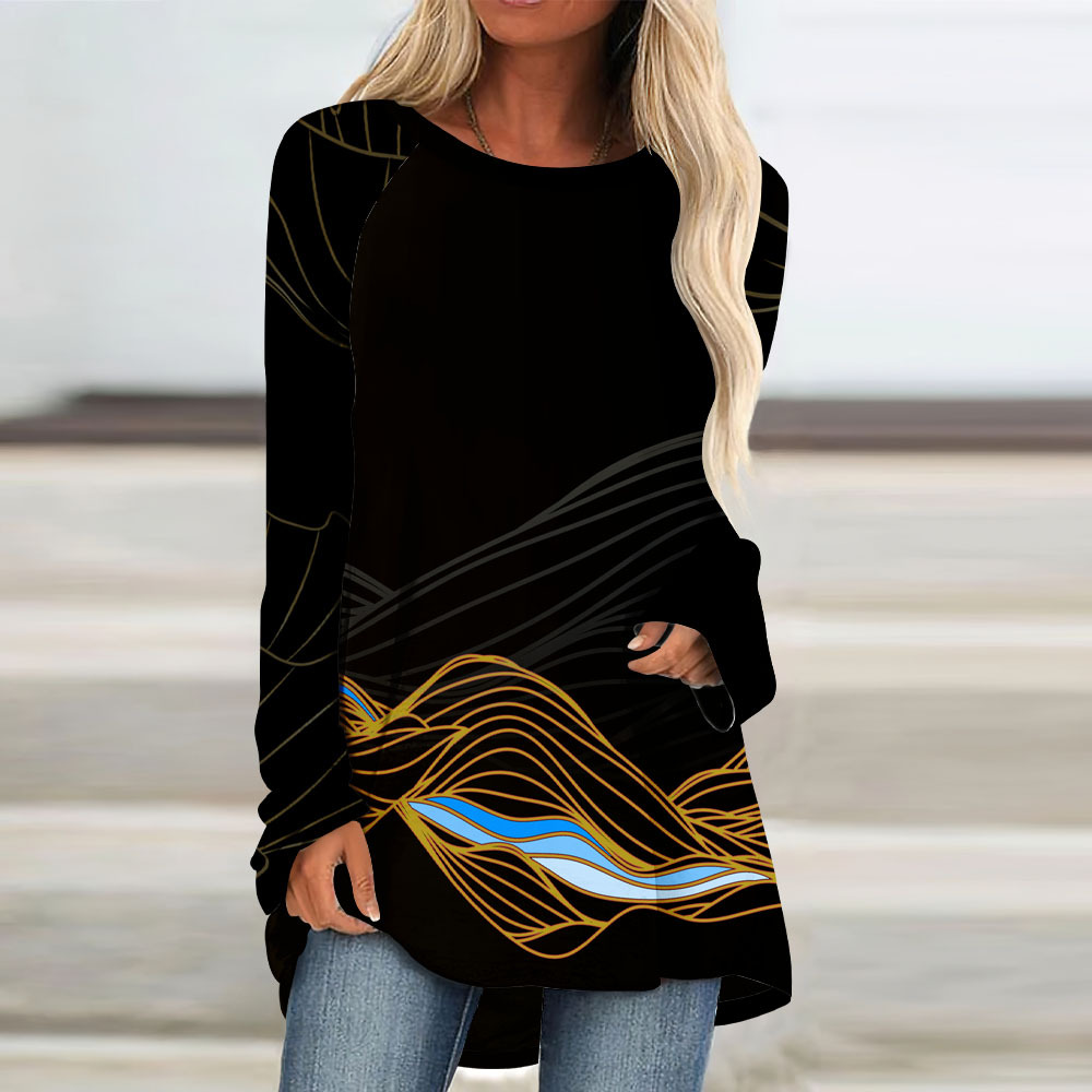 custom long sleeve tunic top crew neck pullover loose perosnalize printing no minimum custom long sleeve tunic top crew neck pullover loose perosnalize printing no minimum
