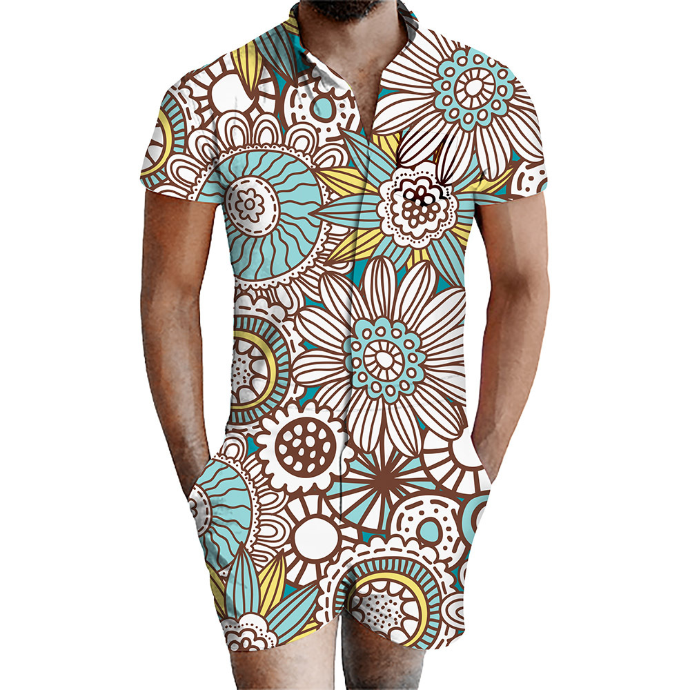 custom men's romper all-over printing no minimum male funny suit shorts