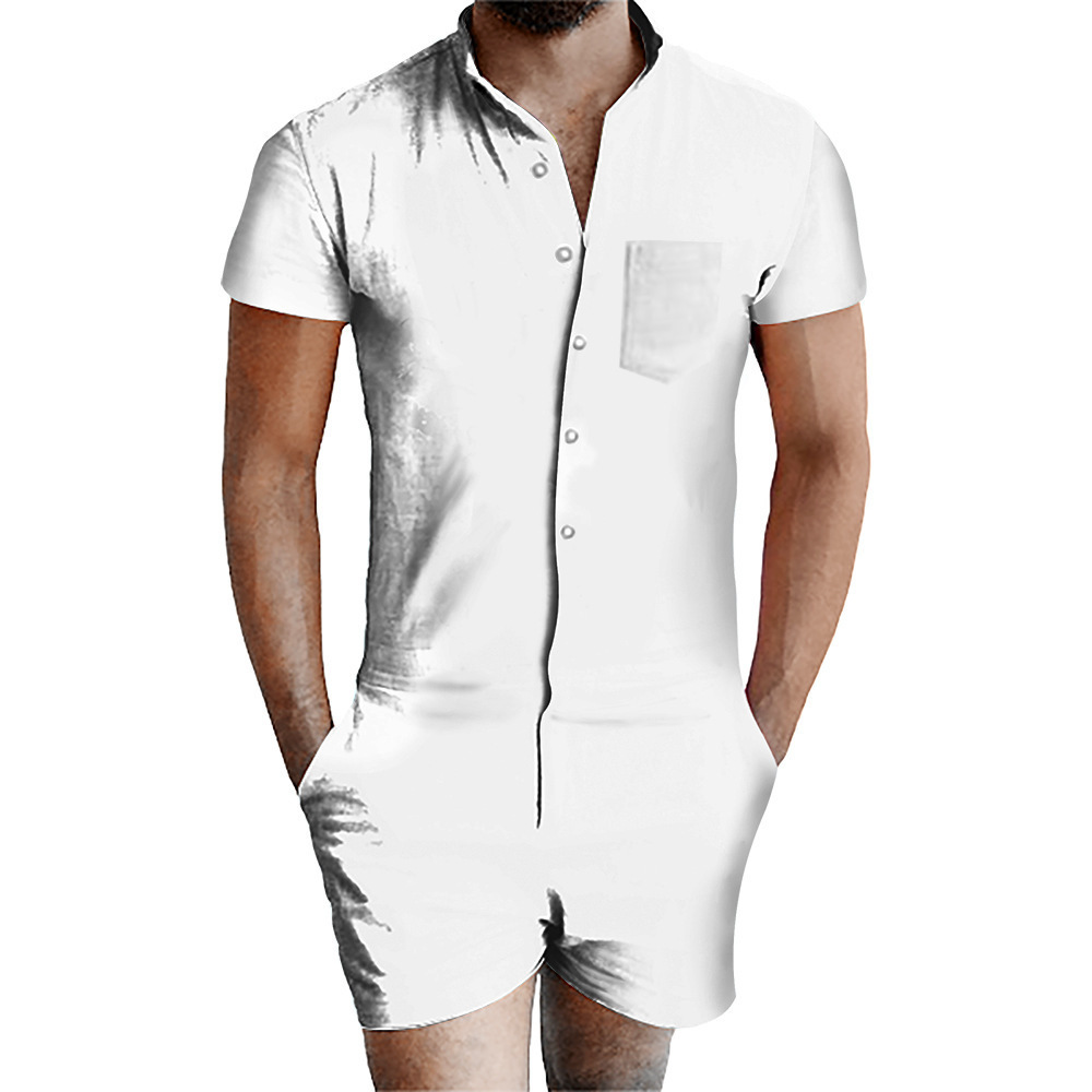 blank white men's romper all-over printing no minimum male funny suit shorts