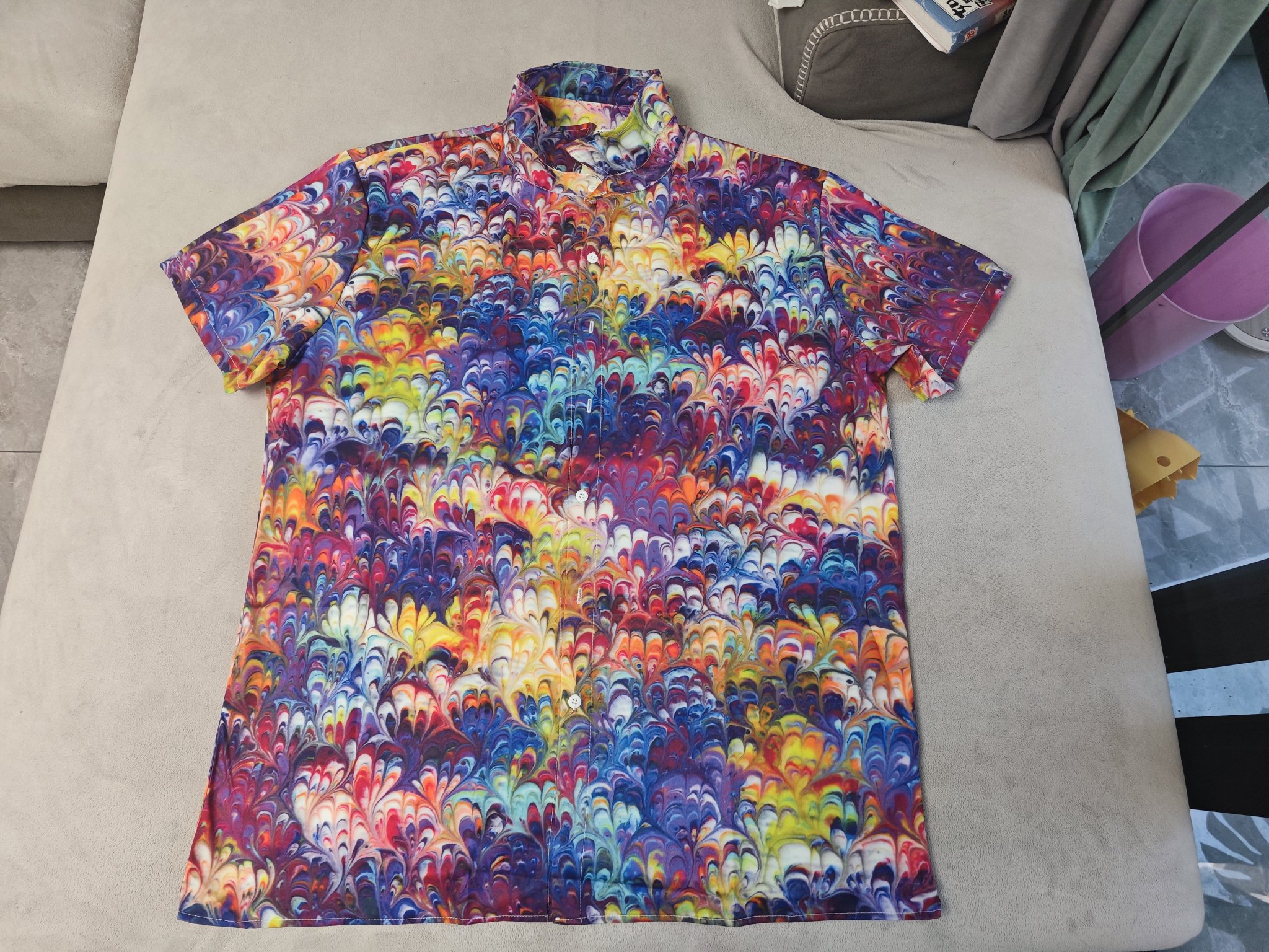 custom men's casual shirt all-over printing no minimum short sleeve button up best business