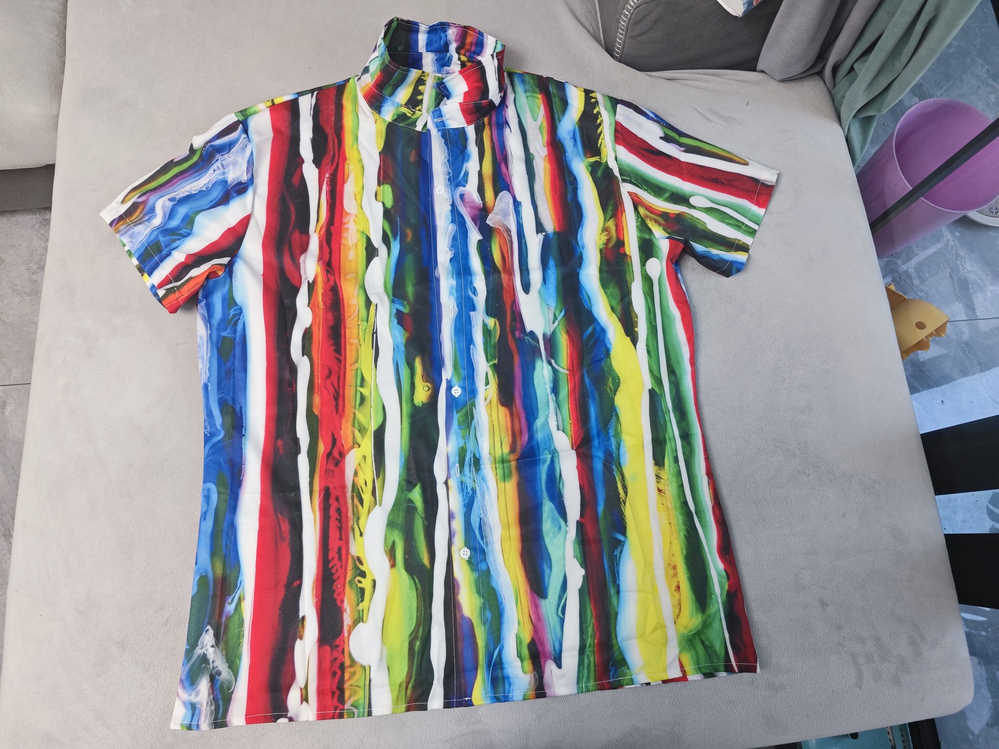 custom men's casual shirt all-over printing no minimum short sleeve button up best business