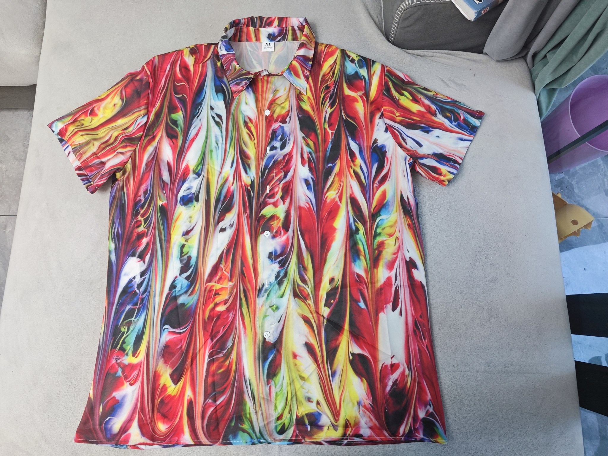 custom men's casual shirt all-over printing no minimum short sleeve button up best business