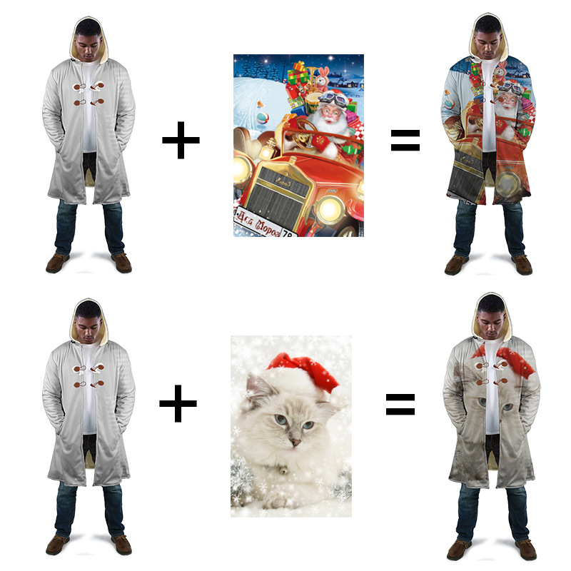 custom long coat all-over printing no minimum winter fleece lined hooded jacket men's volvet custom long coat all-over printing no minimum winter fleece lined hooded jacket men's volvet