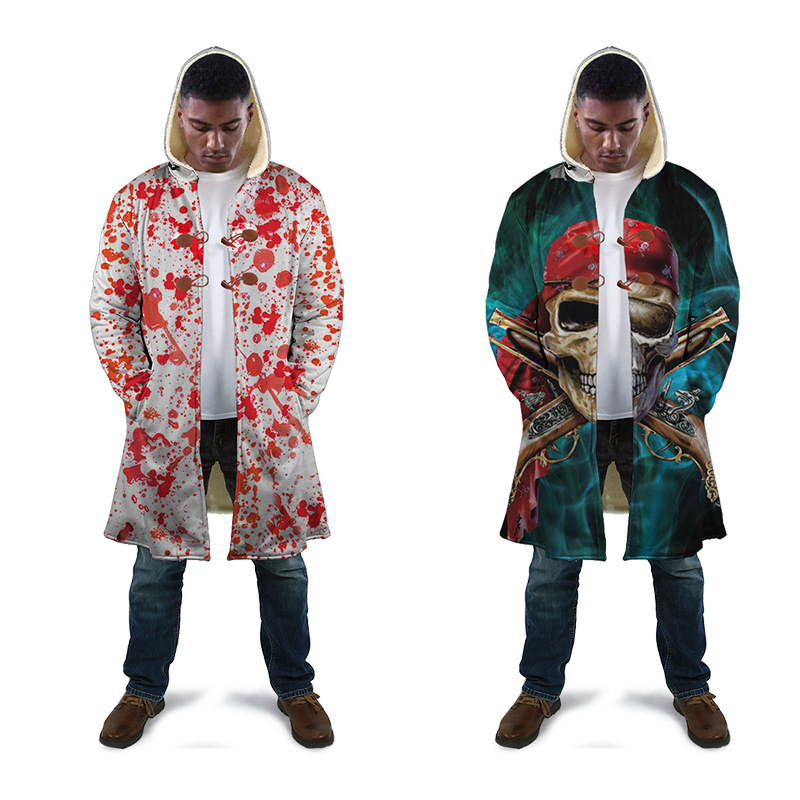 custom long coat all-over printing no minimum winter fleece lined hooded jacket men's volvet custom long coat all-over printing no minimum winter fleece lined hooded jacket men's volvet