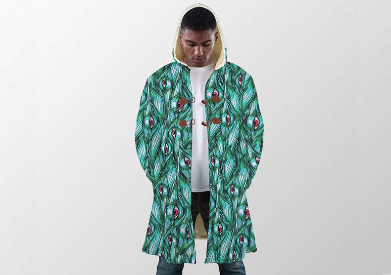 custom long coat all-over printing no minimum winter fleece lined hooded jacket men's volvet custom long coat all-over printing no minimum winter fleece lined hooded jacket men's volvet