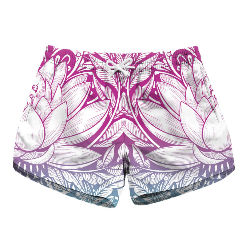 custom womens beach shorts board coverup ladies girls personalized printing Lotus