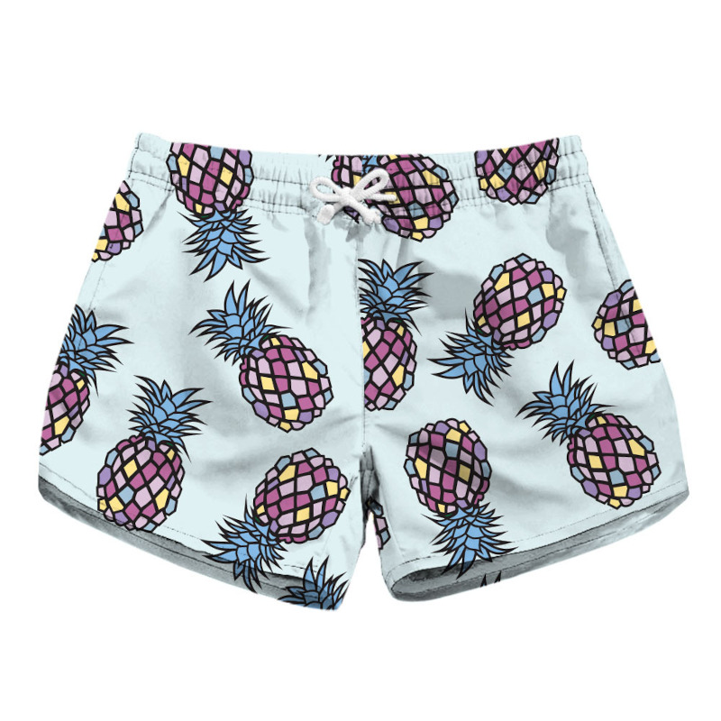 custom womens beach shorts board coverup ladies girls personalized printing Pineapples