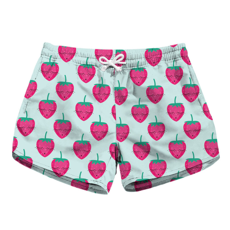 custom womens beach shorts board coverup ladies girls personalized printing strawberry