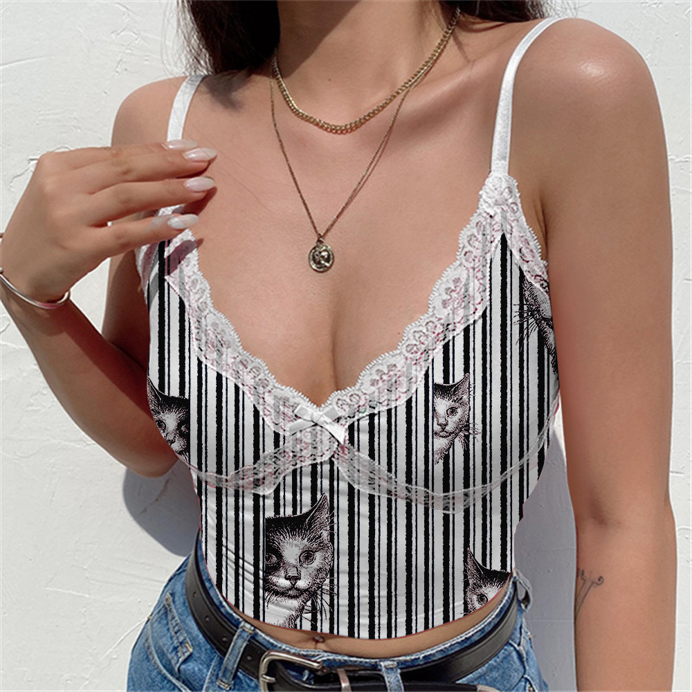 custom lace crop top sleeveless v-neck sling all-over printing no minimum design your own personalised women cheap custom lace crop top sleeveless v-neck sling all-over printing no minimum design your own personalised women cheap