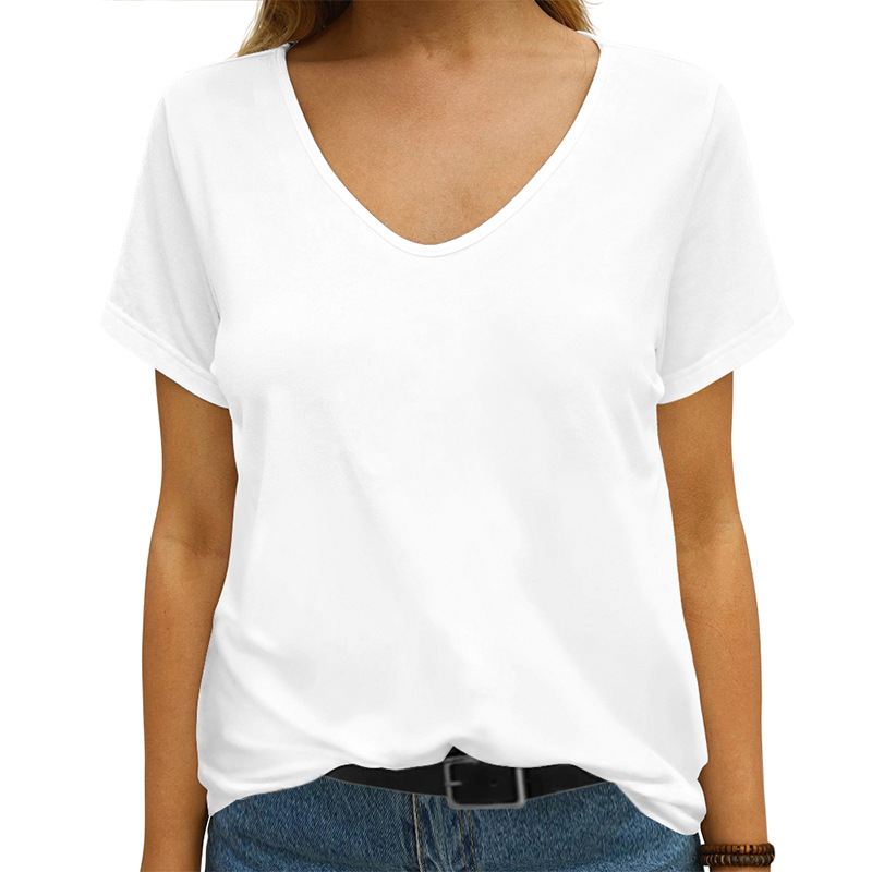 Custom Women's T-Shirt Printing V-Neck Short Sleeve Summer No Minimum ...