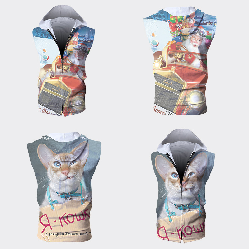 custom men's vest sleeveless hoodie zip all-over printing no minimum custom men's vest sleeveless hoodie zip all-over printing no minimum
